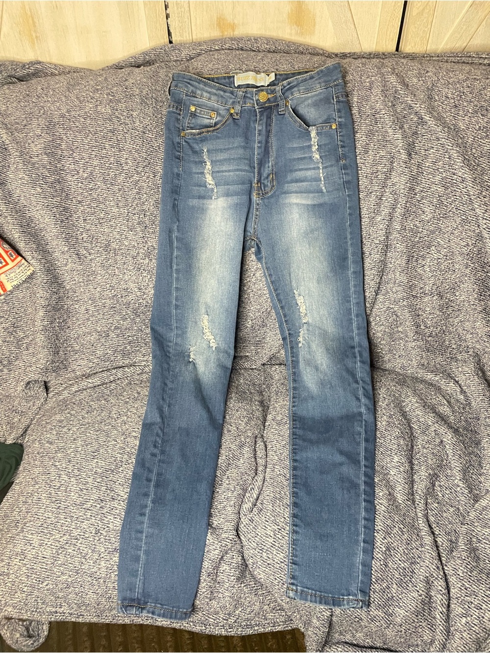 Women's Skinny Distressed Blue Jeans - Slim Stretch Fit